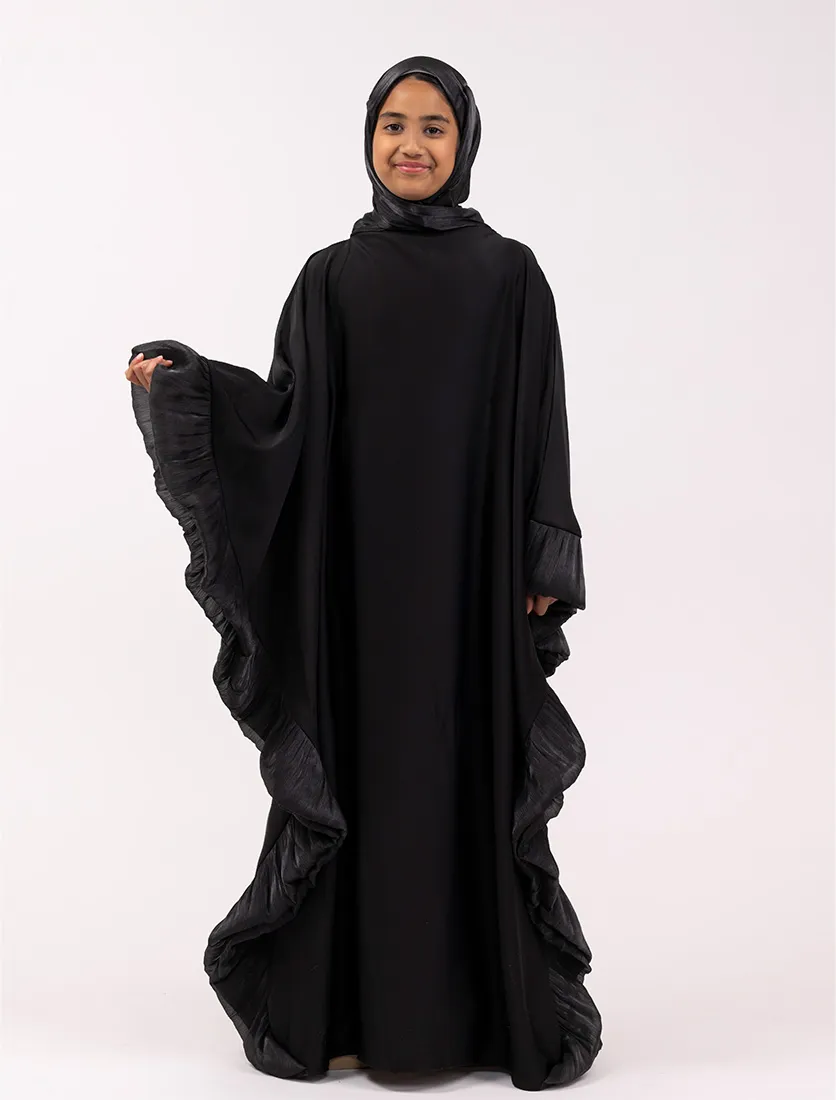 Black Girls Organza Trim Kaftan